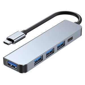 HubPro - 5in1 Type-C Adapter, USB3.0, USB2.0, Type-C, Szürke