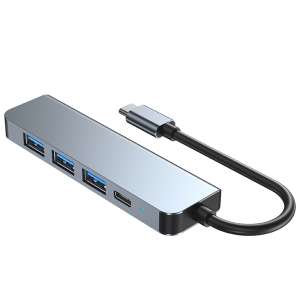 HubPro - 5in1 Type-C Adapter, USB3.0, USB2.0, Type-C, Szürke