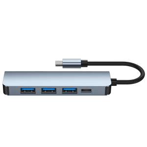 HubPro - 5in1 Type-C Adapter, USB3.0, USB2.0, Type-C, Szürke