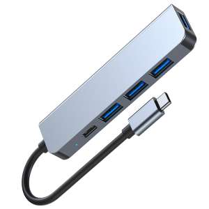 HubPro - 5in1 Type-C Adapter, USB3.0, USB2.0, Type-C, Szürke