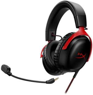 HyperX Cloud III Gamer Mikrofonos Fejhallgató, 3.5mm-es Jack csatlakozó, Fekete/Piros