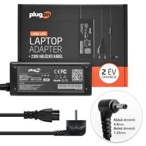 Plugon Asus laptop töltő, adapter, 19V 2.37A - 45W (notebook töltő)