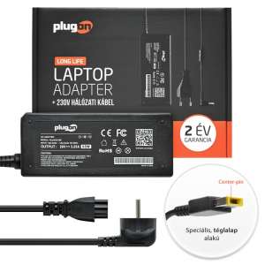 Plugon Lenovo laptop töltő, adapter, 20V 3.25A - 65W (notebook töltő)