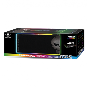 Spirit of Gamer Darkskull RGB XXXL Egérpad (RGB háttérvilágítás, 900x400x4mm, USB Hub), Fekete