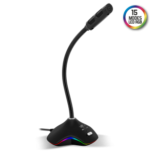 Spirit of Gamer Mikrofon - EKO 300, RGB, USB csatlakozó, 150 cm kábel, Fekete