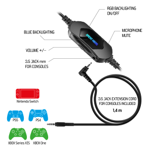 Spirit of Gamer XPERT H600 MultiPlatform Mikrofonos Gamer Fejhallgató, Fekete