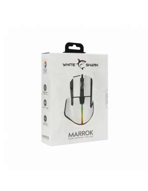 White Shark MARROK Gamer Egér, 12000dpi, 9D, RGB, USB2.0, Fehér